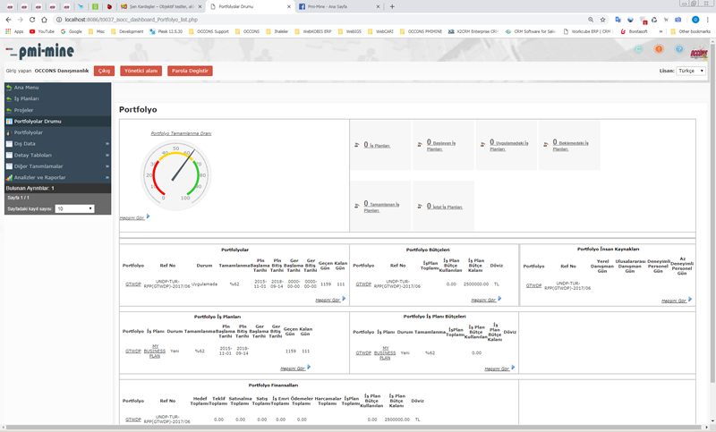 PMİMİNE Avrupa Birliği/Birleşmiş Milletler Kalkınma Ajansı projelerine uygun, entegre Portfolyo, İş Planı, Proje, Bütçe, Harcama yönetimi merkezli, Yerli Milli ERP kodları ile geliştirilen kapsamlı bir proje yönetim sistemidir.