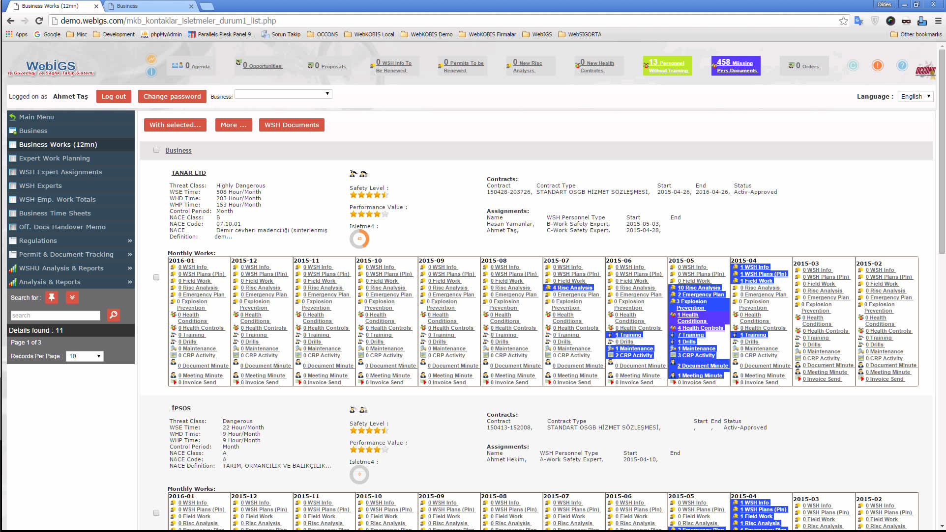 WebİGS ERP Sistemi Yerli Milli ERP kodları ile geliştirilen kapsamlı bir kurumsal İşgüvenliği ve sağlığı yönetim sistemidir.